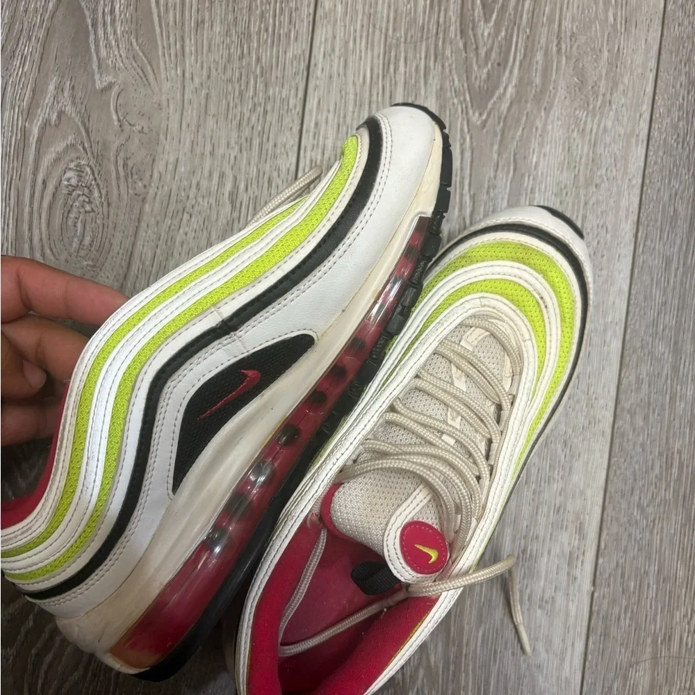 Nike air max 97  Kids White and Lime Green Sneakers